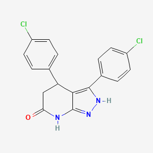 molecular formula C18H13Cl2N3O B13356543 3,4-bis(4-chlorophenyl)-1,4,5,7-tetrahydro-6H-pyrazolo[3,4-b]pyridin-6-one 