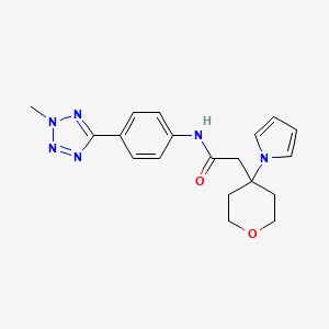 molecular formula C19H22N6O2 B13356548 N-[4-(2-methyl-2H-tetrazol-5-yl)phenyl]-2-[4-(1H-pyrrol-1-yl)tetrahydro-2H-pyran-4-yl]acetamide 