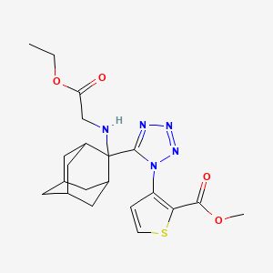 molecular formula C21H27N5O4S B13356622 methyl 3-(5-{2-[(2-ethoxy-2-oxoethyl)amino]-2-adamantyl}-1H-tetraazol-1-yl)-2-thiophenecarboxylate 