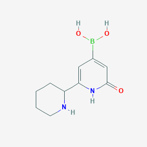 molecular formula C10H15BN2O3 B13356643 (2-Hydroxy-6-(piperidin-2-yl)pyridin-4-yl)boronic acid 