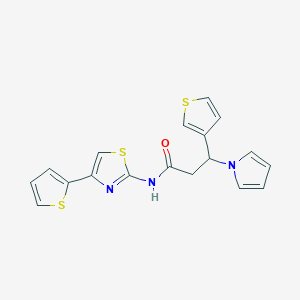 3-(1H-pyrrol-1-yl)-3-(thiophen-3-yl)-N-[4-(thiophen-2-yl)-1,3-thiazol-2-yl]propanamide