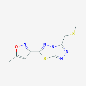 molecular formula C9H9N5OS2 B13356651 Methyl [6-(5-methyl-3-isoxazolyl)[1,2,4]triazolo[3,4-b][1,3,4]thiadiazol-3-yl]methyl sulfide 