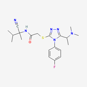 molecular formula C20H27FN6OS B13356681 N-(1-cyano-1,2-dimethylpropyl)-2-({5-[1-(dimethylamino)ethyl]-4-(4-fluorophenyl)-4H-1,2,4-triazol-3-yl}sulfanyl)acetamide 