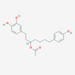 molecular formula C21H26O5 B13356802 1-(3,4-Dihydroxyphenyl)-7-(4-hydroxyphenyl)heptan-3-yl acetate 