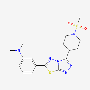 molecular formula C17H22N6O2S2 B13356809 N,N-dimethyl-3-{3-[1-(methylsulfonyl)-4-piperidinyl][1,2,4]triazolo[3,4-b][1,3,4]thiadiazol-6-yl}aniline 