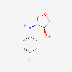 molecular formula C10H12ClNO2 B13356883 (3S,4R)-4-[(4-chlorophenyl)amino]oxolan-3-ol 