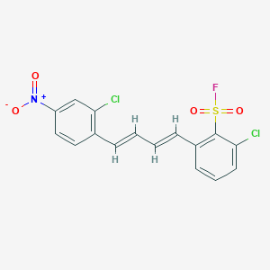 molecular formula C16H10Cl2FNO4S B13356888 2-Chloro-6-(4-(2-chloro-4-nitrophenyl)buta-1,3-dien-1-yl)benzene-1-sulfonyl fluoride CAS No. 31368-31-7