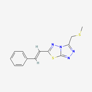 molecular formula C13H12N4S2 B13356949 3-[(methylsulfanyl)methyl]-6-[(E)-2-phenylethenyl][1,2,4]triazolo[3,4-b][1,3,4]thiadiazole 