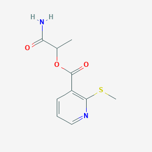 molecular formula C10H12N2O3S B13356955 1-Carbamoylethyl 2-(methylsulfanyl)pyridine-3-carboxylate 