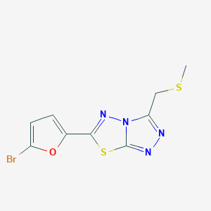 molecular formula C9H7BrN4OS2 B13356978 6-(5-Bromo-2-furyl)-3-[(methylsulfanyl)methyl][1,2,4]triazolo[3,4-b][1,3,4]thiadiazole 