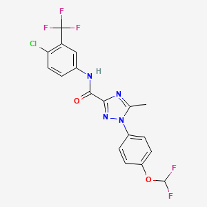 molecular formula C18H12ClF5N4O2 B13356980 N-[4-chloro-3-(trifluoromethyl)phenyl]-1-[4-(difluoromethoxy)phenyl]-5-methyl-1H-1,2,4-triazole-3-carboxamide 