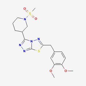 molecular formula C18H23N5O4S2 B13356984 6-(3,4-Dimethoxybenzyl)-3-[1-(methylsulfonyl)-3-piperidinyl][1,2,4]triazolo[3,4-b][1,3,4]thiadiazole 