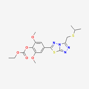 Ethyl 4-{3-[(isopropylsulfanyl)methyl][1,2,4]triazolo[3,4-b][1,3,4]thiadiazol-6-yl}-2,6-dimethoxyphenyl carbonate