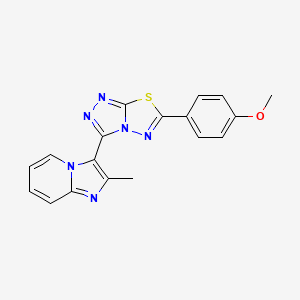 molecular formula C18H14N6OS B13357052 3-[6-(4-Methoxyphenyl)[1,2,4]triazolo[3,4-b][1,3,4]thiadiazol-3-yl]-2-methylimidazo[1,2-a]pyridine 