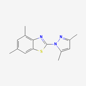 molecular formula C14H15N3S B13357066 2-(3,5-dimethyl-1H-pyrazol-1-yl)-4,6-dimethyl-1,3-benzothiazole 