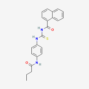 molecular formula C22H21N3O2S B13357086 N-{[4-(butanoylamino)phenyl]carbamothioyl}naphthalene-1-carboxamide 