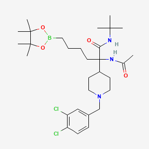 2-Acetamido-N-(tert-butyl)-2-(1-(3,4-dichlorobenzyl)piperidin-4-yl)-6-(4,4,5,5-tetramethyl-1,3,2-dioxaborolan-2-yl)hexanamide