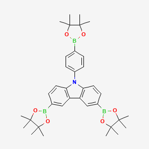 molecular formula C36H46B3NO6 B13357109 3,6-Bis(4,4,5,5-tetramethyl-1,3,2-dioxaborolan-2-yl)-9-(4-(4,4,5,5-tetramethyl-1,3,2-dioxaborolan-2-yl)phenyl)-9H-carbazole 