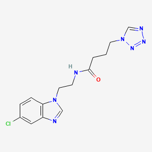 molecular formula C14H16ClN7O B13357113 N-[2-(5-chloro-1H-benzimidazol-1-yl)ethyl]-4-(1H-tetrazol-1-yl)butanamide 