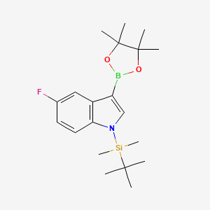 molecular formula C20H31BFNO2Si B13357135 1-(tert-Butyldimethylsilyl)-5-fluoro-3-(4,4,5,5-tetramethyl-1,3,2-dioxaborolan-2-yl)-1H-indole 