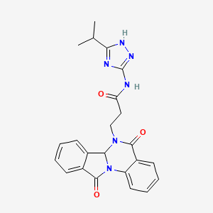 molecular formula C23H22N6O3 B13357146 3-(5,11-dioxo-6a,11-dihydroisoindolo[2,1-a]quinazolin-6(5H)-yl)-N-(5-isopropyl-4H-1,2,4-triazol-3-yl)propanamide 