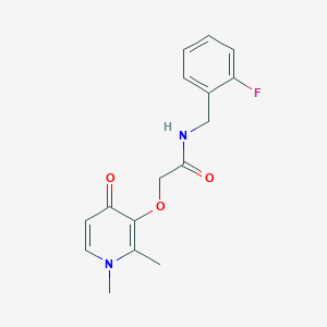 2-((1,2-dimethyl-4-oxo-1,4-dihydropyridin-3-yl)oxy)-N-(2-fluorobenzyl)acetamide