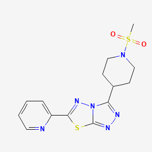 molecular formula C14H16N6O2S2 B13357184 3-[1-(Methylsulfonyl)-4-piperidinyl]-6-(2-pyridinyl)[1,2,4]triazolo[3,4-b][1,3,4]thiadiazole 