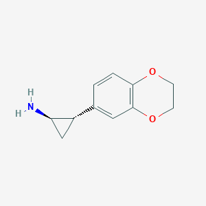 molecular formula C11H13NO2 B13357192 (1R,2S)-2-(2,3-Dihydro-1,4-benzodioxin-6-yl)cyclopropan-1-amine 