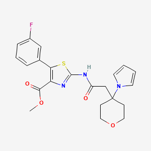 methyl 5-(3-fluorophenyl)-2-({[4-(1H-pyrrol-1-yl)tetrahydro-2H-pyran-4-yl]acetyl}amino)-1,3-thiazole-4-carboxylate