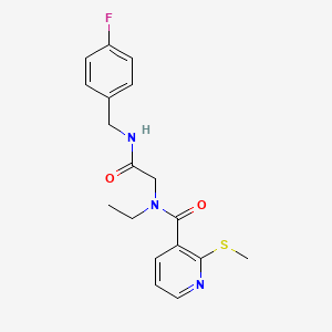 molecular formula C18H20FN3O2S B13357209 N-Ethyl-N-(2-((4-fluorobenzyl)amino)-2-oxoethyl)-2-(methylthio)nicotinamide 