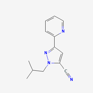 molecular formula C13H14N4 B13357239 1-isobutyl-3-(pyridin-2-yl)-1H-pyrazole-5-carbonitrile 