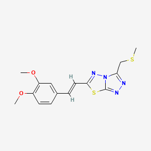 molecular formula C15H16N4O2S2 B13357254 6-[(E)-2-(3,4-dimethoxyphenyl)ethenyl]-3-[(methylsulfanyl)methyl][1,2,4]triazolo[3,4-b][1,3,4]thiadiazole 