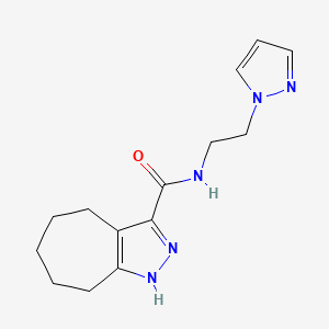 molecular formula C14H19N5O B13357298 N-[2-(1H-pyrazol-1-yl)ethyl]-2,4,5,6,7,8-hexahydrocyclohepta[c]pyrazole-3-carboxamide 