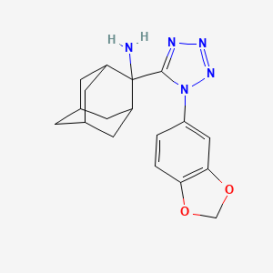 molecular formula C18H21N5O2 B13357440 2-[1-(1,3-benzodioxol-5-yl)-1H-tetraazol-5-yl]-2-adamantylamine 