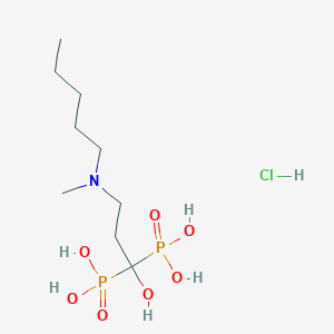 molecular formula C9H24ClNO7P2 B13357491 (1-Hydroxy-3-(methyl(pentyl)amino)propane-1,1-diyl)bis(phosphonic acid) hydrochloride 