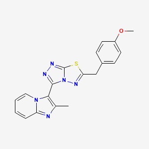 molecular formula C19H16N6OS B13357496 3-[6-(4-Methoxybenzyl)[1,2,4]triazolo[3,4-b][1,3,4]thiadiazol-3-yl]-2-methylimidazo[1,2-a]pyridine 