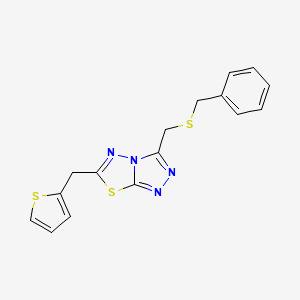 molecular formula C16H14N4S3 B13357500 Benzyl [6-(2-thienylmethyl)[1,2,4]triazolo[3,4-b][1,3,4]thiadiazol-3-yl]methyl sulfide 