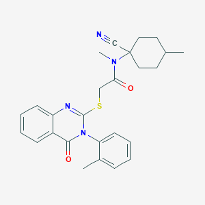 molecular formula C26H28N4O2S B13357569 N-(1-cyano-4-methylcyclohexyl)-N-methyl-2-{[3-(2-methylphenyl)-4-oxo-3,4-dihydroquinazolin-2-yl]sulfanyl}acetamide 