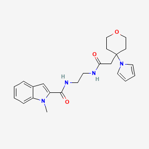 molecular formula C23H28N4O3 B13357570 1-methyl-N-[2-({[4-(1H-pyrrol-1-yl)tetrahydro-2H-pyran-4-yl]acetyl}amino)ethyl]-1H-indole-2-carboxamide 