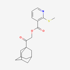 molecular formula C19H23NO3S B13357596 2-(Adamantan-1-yl)-2-oxoethyl 2-(methylthio)nicotinate 