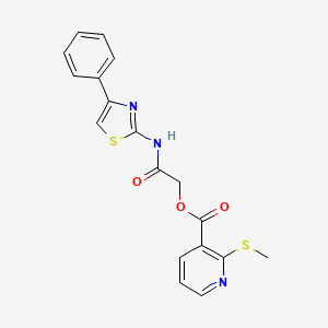 molecular formula C18H15N3O3S2 B13357623 2-Oxo-2-((4-phenylthiazol-2-yl)amino)ethyl 2-(methylthio)nicotinate 