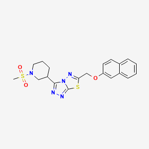 molecular formula C20H21N5O3S2 B13357661 3-[1-(Methylsulfonyl)-3-piperidinyl]-6-[(2-naphthyloxy)methyl][1,2,4]triazolo[3,4-b][1,3,4]thiadiazole 