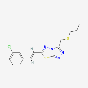 molecular formula C15H15ClN4S2 B13357699 {6-[2-(3-Chlorophenyl)vinyl][1,2,4]triazolo[3,4-b][1,3,4]thiadiazol-3-yl}methyl propyl sulfide 