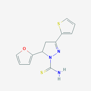 molecular formula C12H11N3OS2 B1335770 5-(呋喃-2-基)-3-(噻吩-2-基)-4,5-二氢-1H-吡唑-1-甲硫代酰胺 CAS No. 394682-37-2