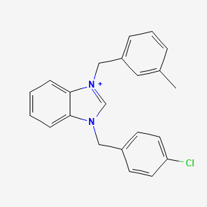 molecular formula C22H20ClN2+ B13357707 3-(4-chlorobenzyl)-1-(3-methylbenzyl)-3H-benzimidazol-1-ium 