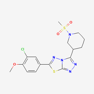 molecular formula C16H18ClN5O3S2 B13357721 2-Chloro-4-{3-[1-(methylsulfonyl)-3-piperidinyl][1,2,4]triazolo[3,4-b][1,3,4]thiadiazol-6-yl}phenyl methyl ether 