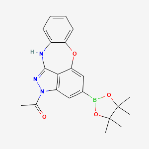 molecular formula C21H22BN3O4 B13357740 1-(4-(4,4,5,5-Tetramethyl-1,3,2-dioxaborolan-2-YL)benzo[2,3][1,4]oxazepino[5,6,7-CD]indazol-2(11H)-YL)ethan-1-one 