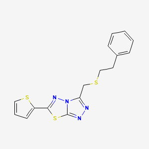 3-{[(2-Phenylethyl)sulfanyl]methyl}-6-(2-thienyl)[1,2,4]triazolo[3,4-b][1,3,4]thiadiazole