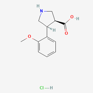 molecular formula C12H16ClNO3 B13357827 (3S,4S)-4-(2-Methoxyphenyl)pyrrolidine-3-carboxylic acid hydrochloride 