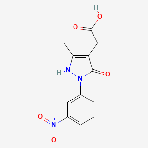 molecular formula C12H11N3O5 B13357876 2-(5-Methyl-2-(3-nitrophenyl)-3-oxo-2,3-dihydro-1H-pyrazol-4-yl)acetic acid 